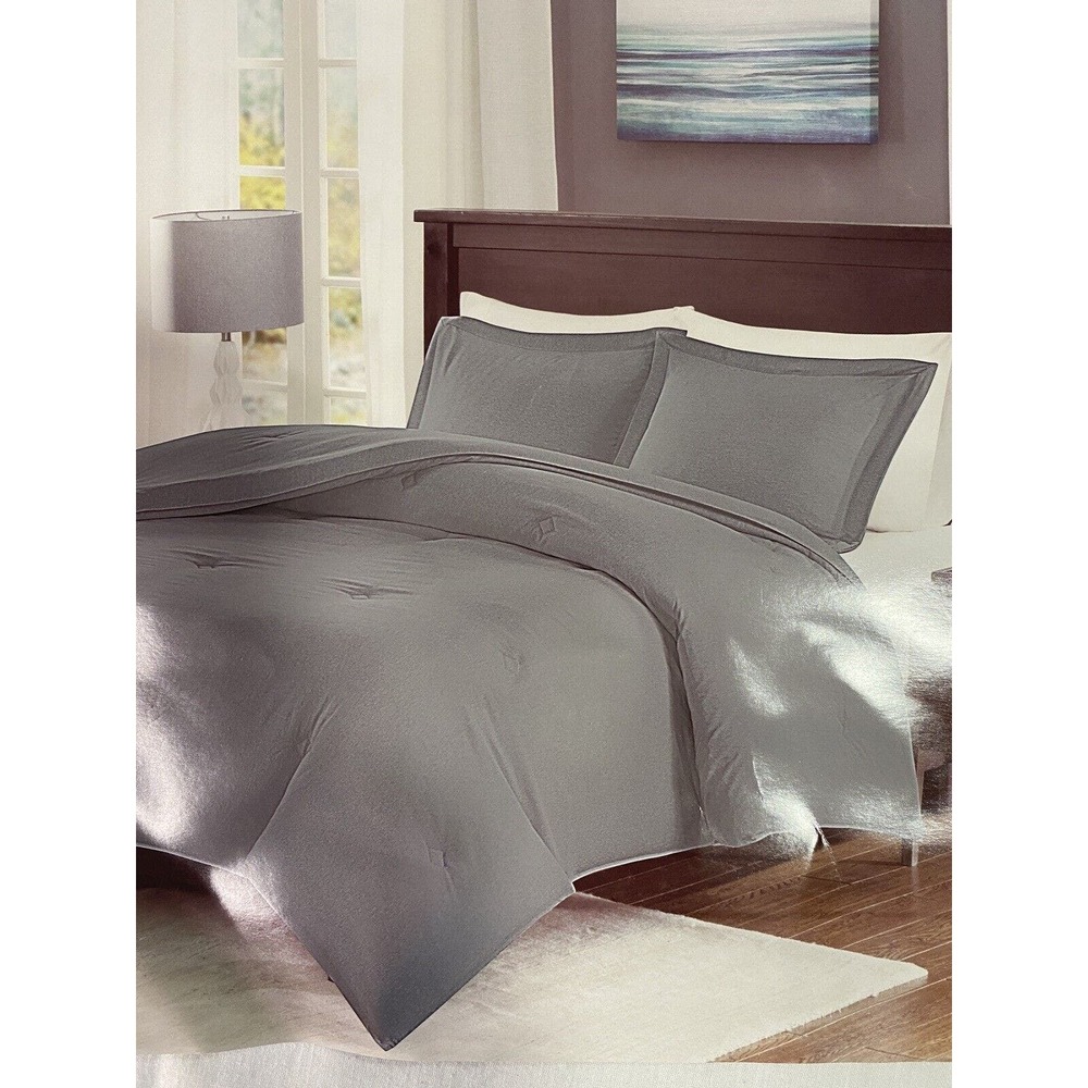 Madison Park Mini Comforter Set Gray King Down Alternative With 2 Shams NEW